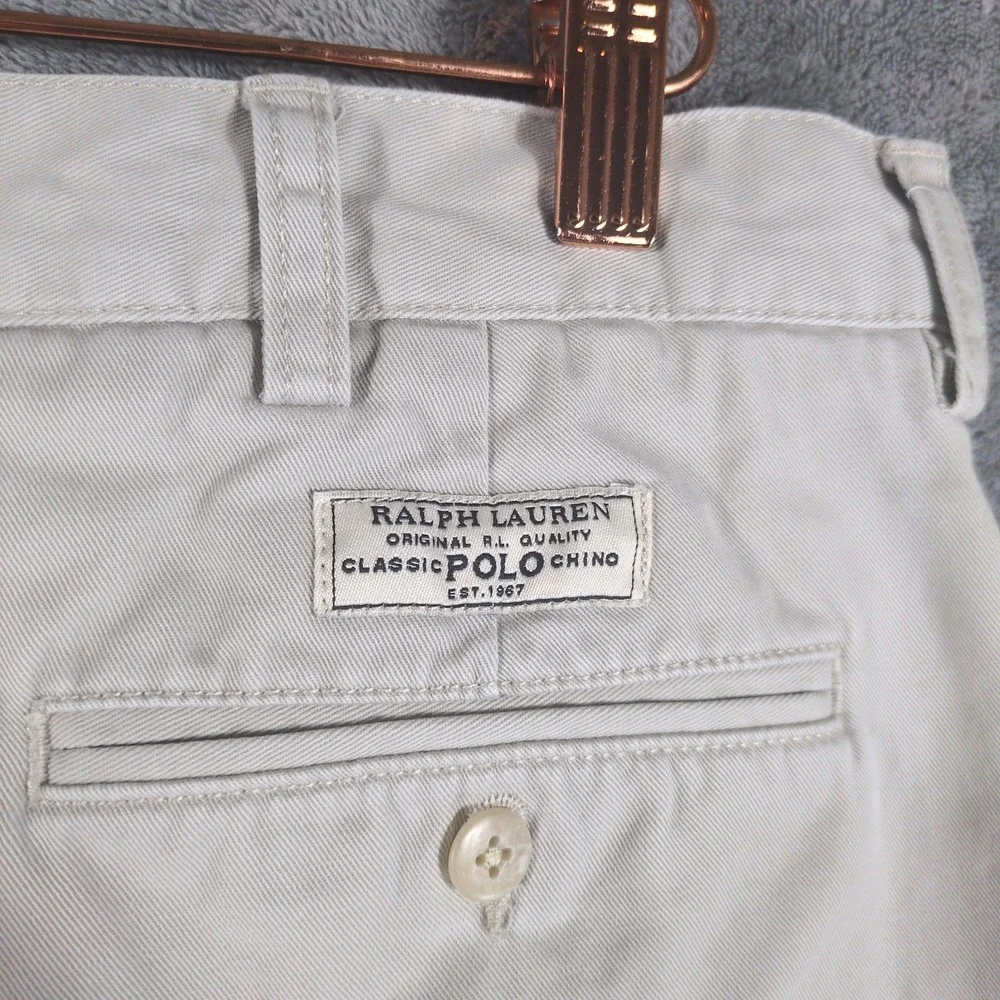 Polo Ralph Lauren Andrew Short Mens 35 Tan Khaki Pleated Chino Cotton Shorts
